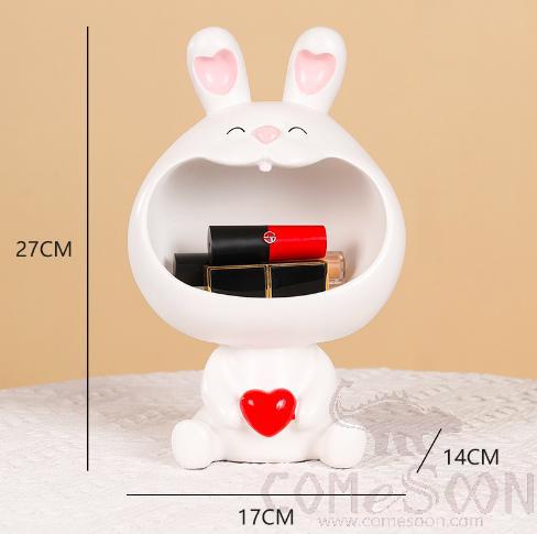 Hippo Ornament Candy Holder, Resin, White, 17*14*27cm