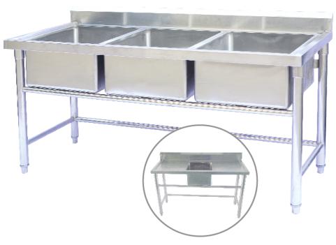 3-Sink Worktable 2050*760*800+150mm