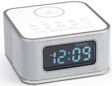 Wireless Charging Bluetooth Alarm Speaker - White