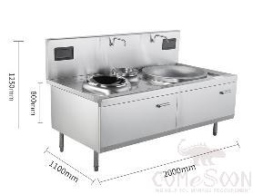 Combination Cooking Range L1800*W1050*H（800+400）mm
P:15KW+15KW/380V, 15KW+15KW