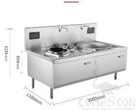 Combination Cooking Range L1900*W1050*H（800+400）mm, 15KW+20KW