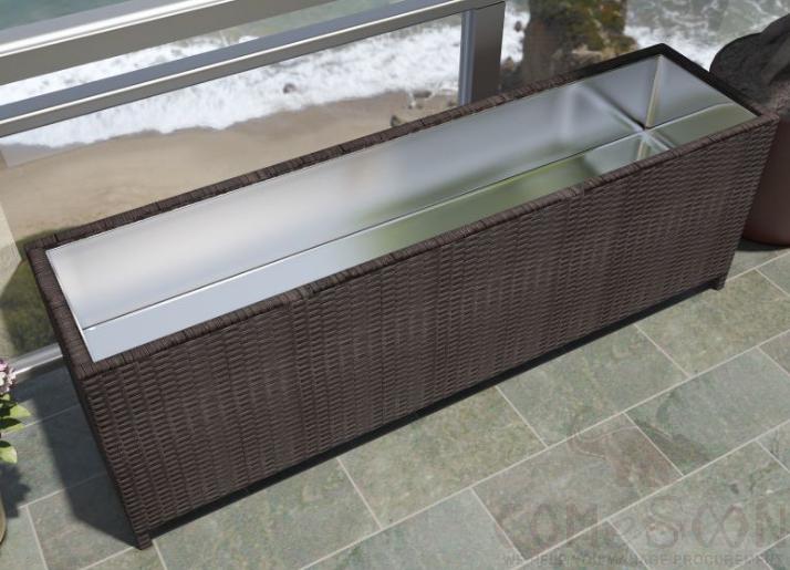 Rattan flower boxes-120cm,PE rattan + zinc sheet liner,120*35*70cm