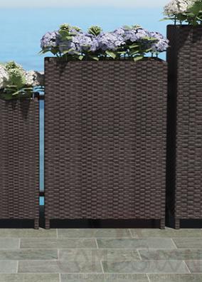 Rattan flower boxes-50cm,PE rattan + zinc sheet liner,50*35*70cm