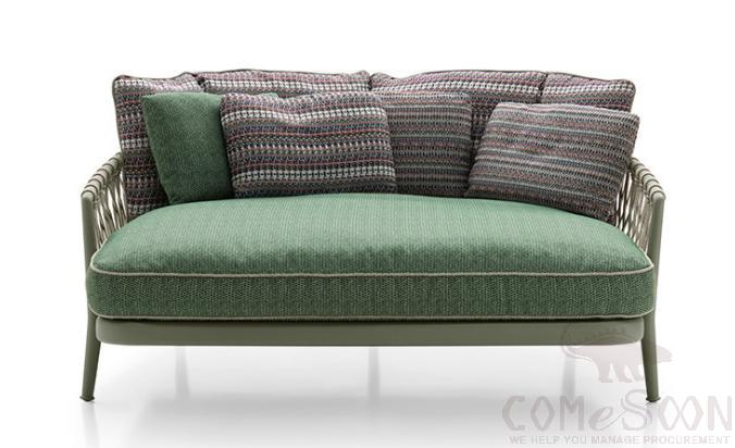 Outdoor rattan sofa-150cm,high density sponge + doll cotton,150*80*75cm