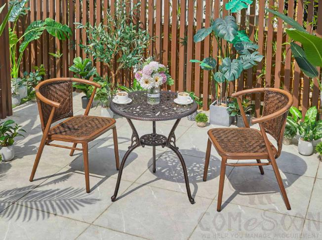 Outdoor plastic wood table and chair-chair*2+table*1