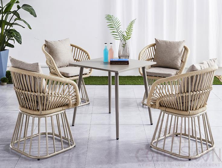 Outdoor plastic wood table and chair-chair*4+table*1