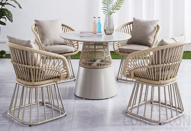 Outdoor plastic wood table and chair-chair*4+table*1