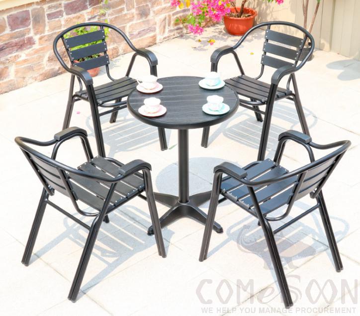 Outdoor plastic wood table and chair-Table size: φ60*75cm