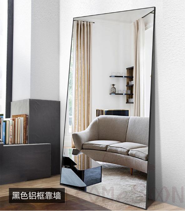 Aluminum frame wall-mounted mirror-black-800*1800mm