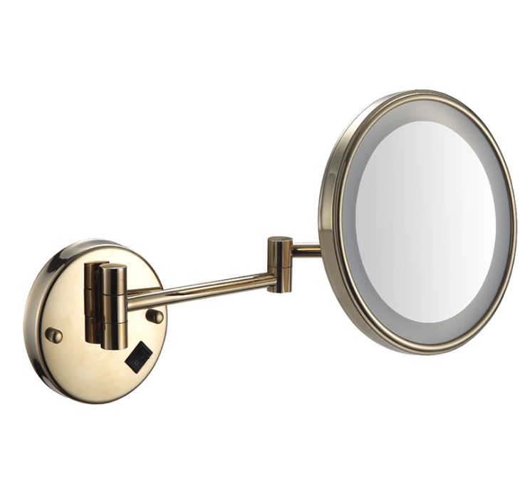 Led Foldable Cosmetic Mirror-Plug / Single-Sided Mirror - Zirconium gold - 8 inch (20cm) Single - Copper + SUS304