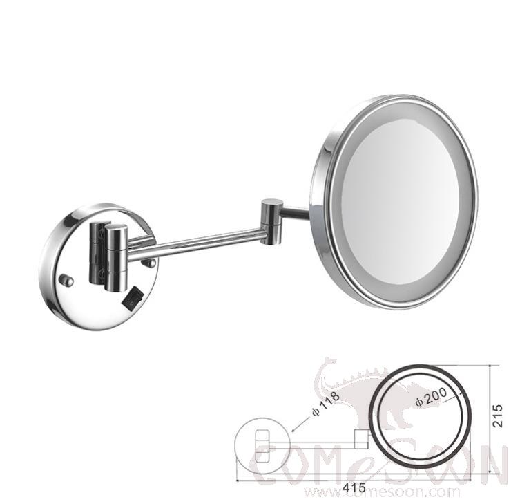 Led Foldable Cosmetic Mirror-Battery Charging / Single-Sided Mirror - Silver - 8 inch (20cm) Single - Copper + SUS304