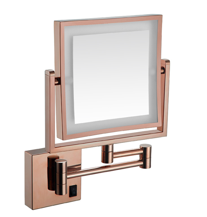 Led Foldable Cosmetic Mirror-Plug / Double-Sided Mirror - Rose Gold - 8 inch (20cm) Single - Copper + SUS304