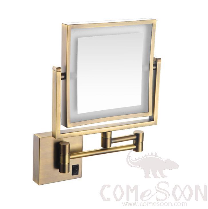 Led Foldable Cosmetic Mirror-Plug / Double-Sided Mirror - Antique - 8 inch (20cm) Single - Copper + SUS304