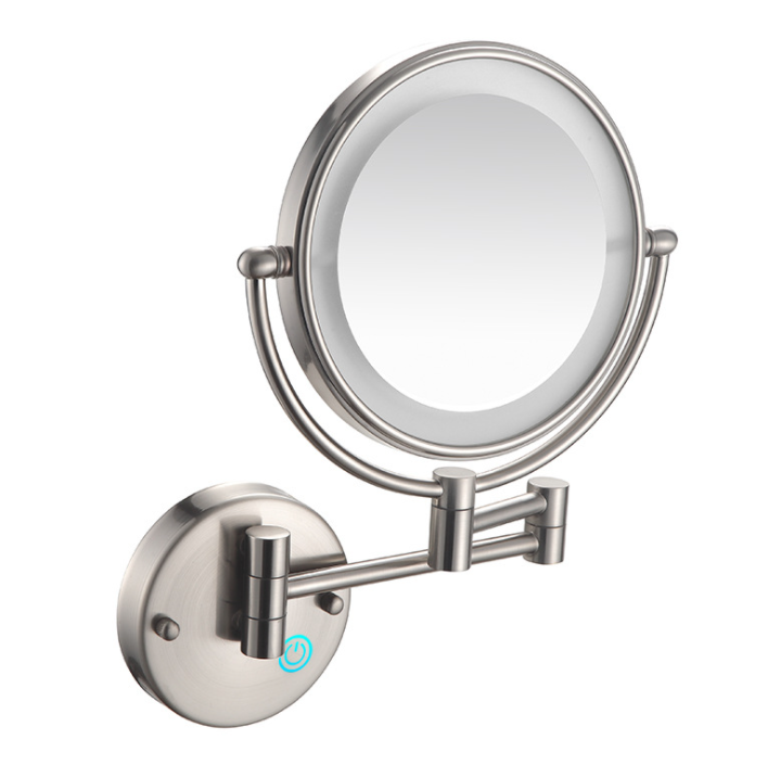 Led Makeup Mirror-Plug / Double-Sided Mirror - Brushed finish - 8 inch (20cm) Single - Copper + SUS304