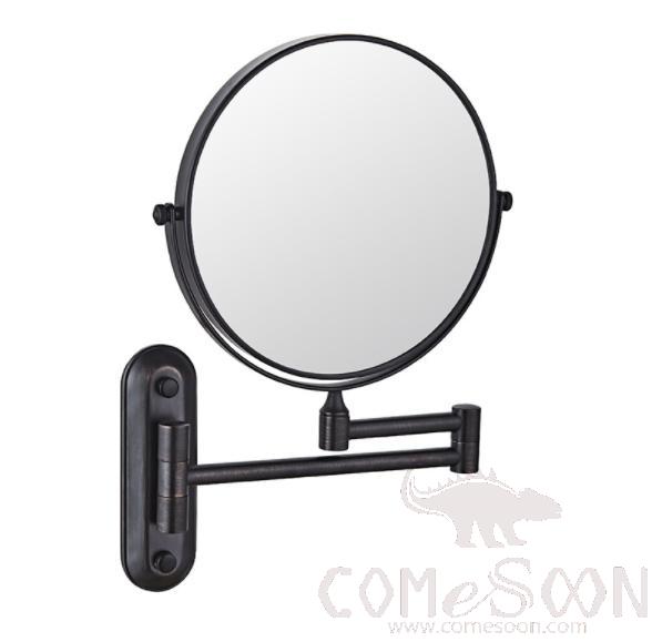 Makeup Mirror-W/O Led / Double-Sided Mirror - Matte black - 6 inch (20cm) Single - Copper + SUS304 + zinc alloy