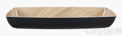 Wooden grain square melamine bowl 21&quot;