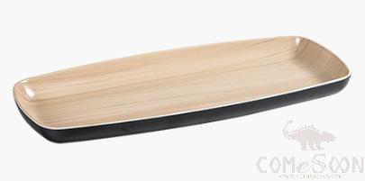 Wooden grain melamine square plate 35.6CM
