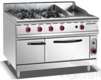 Gas Range 4-Burner Stove &amp; Griddle &amp; Oven, Dimension:L1200*W900*H920mm,  Power Supply:9.75+5.8 KW