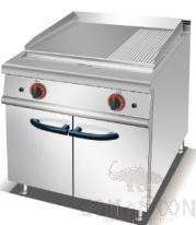 Gas Griddle(2/3 Flat &amp; 1/3 Grooved) with Cabinet, Dimension:L700*W750*H920mm, Power Supply:11.8 KW