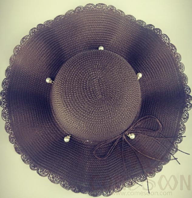 Straw Hat 1-Black,Straw,56~58cm