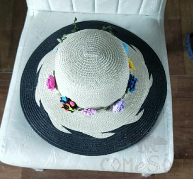 Straw Hat 1-Black,Straw,56~58cm