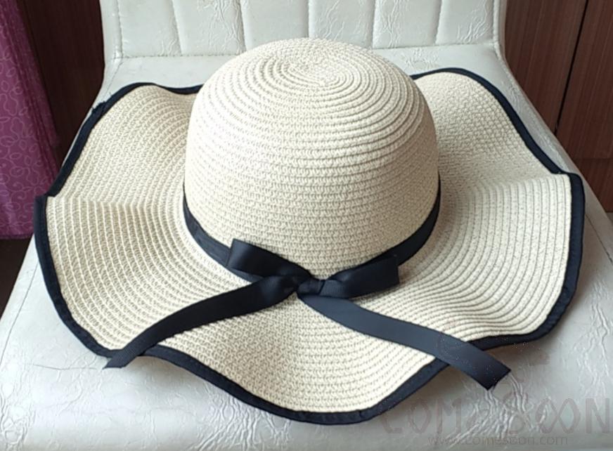 Straw Hat 1-Black,Straw,56~58cm