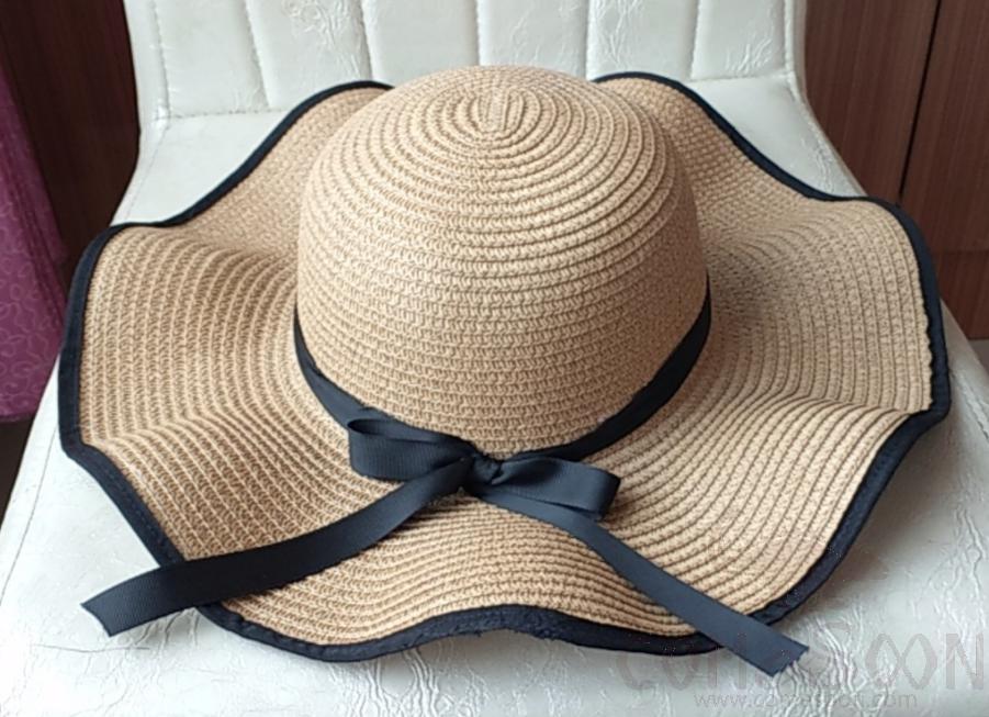 Straw Hat 1-Black,Straw,56~58cm