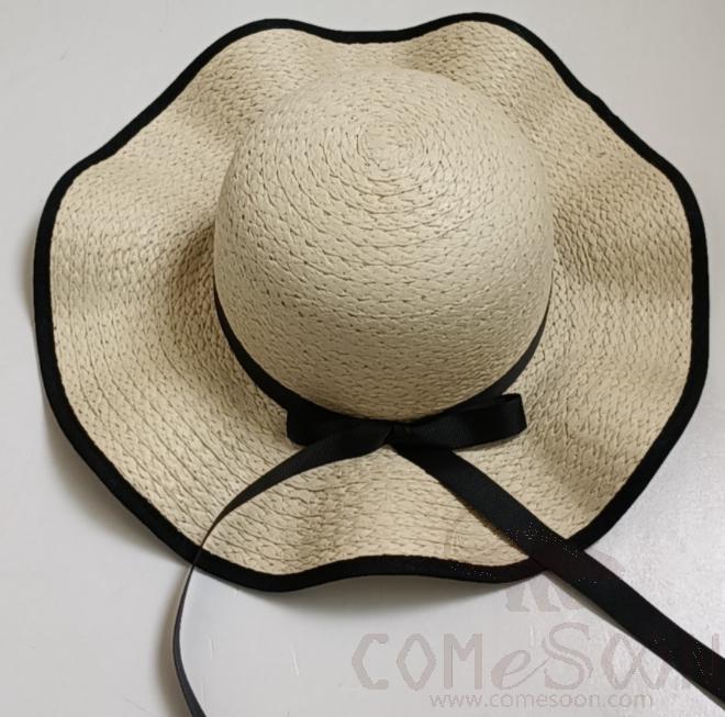 Straw Hat 1-Black,Straw,56~58cm