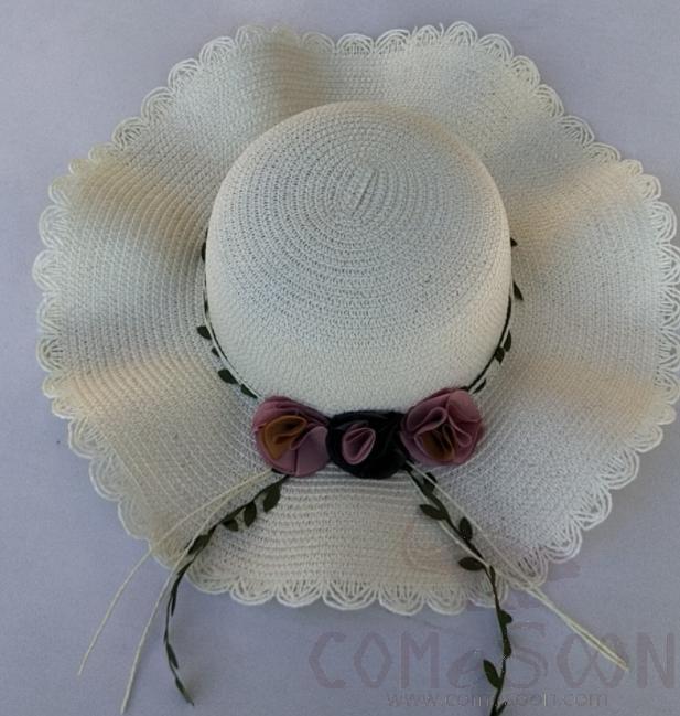 Straw Hat 1-Black,Straw,56~58cm