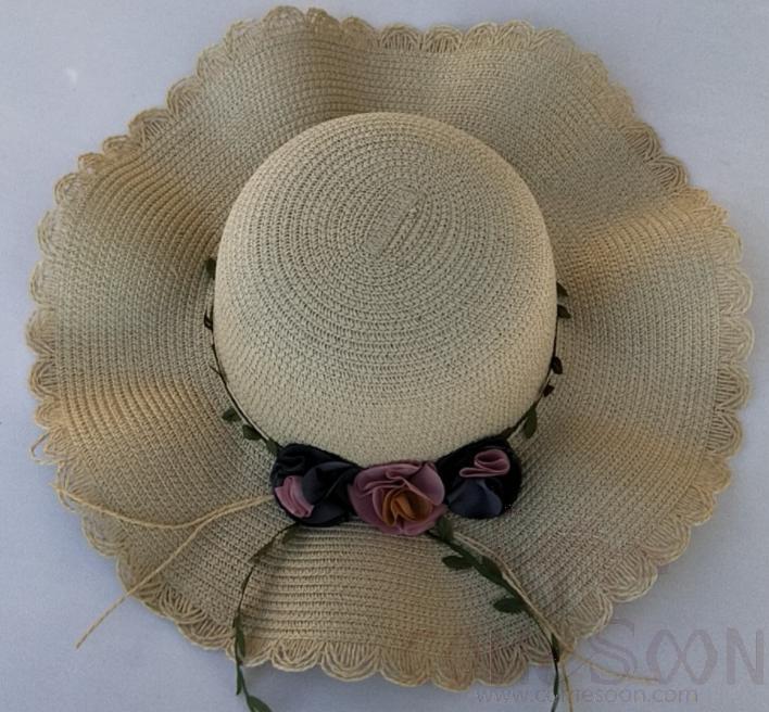 Straw Hat 1-Black,Straw,56~58cm