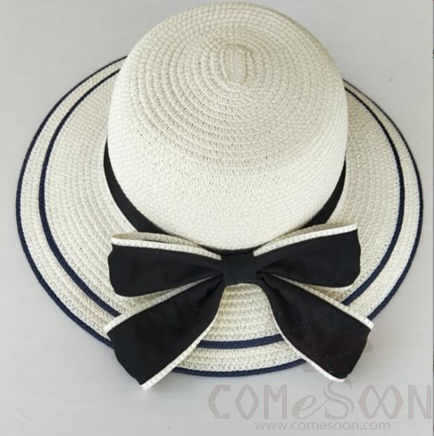 Straw Hat 1-Black,Straw,56~58cm