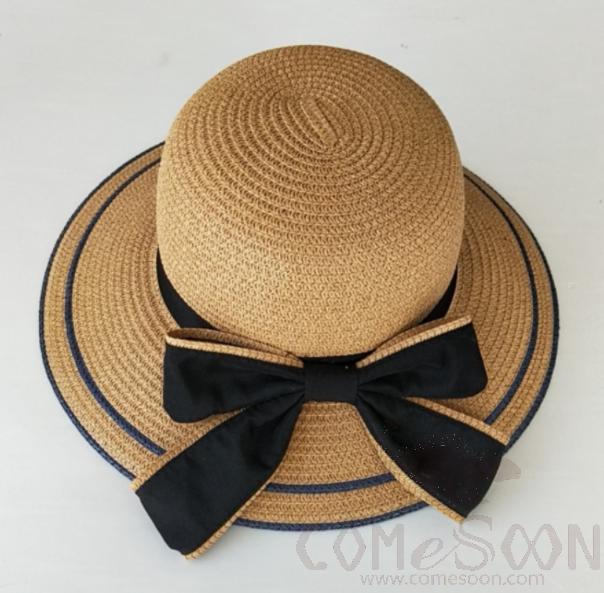 Straw Hat 1-Black,Straw,56~58cm