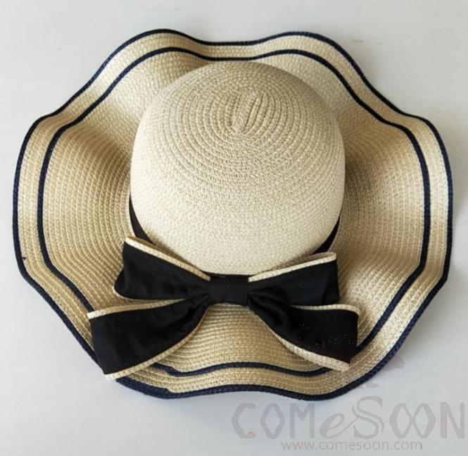 Straw Hat 1-Black,Straw,56~58cm