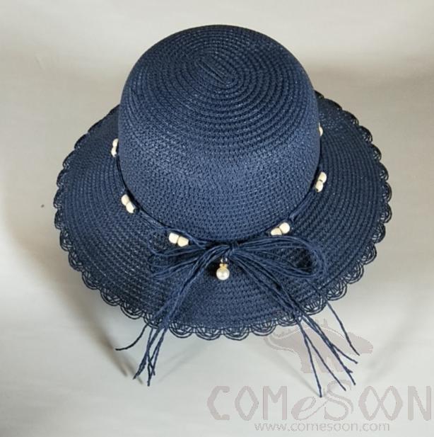 Straw Hat 1-Black,Straw,56~58cm