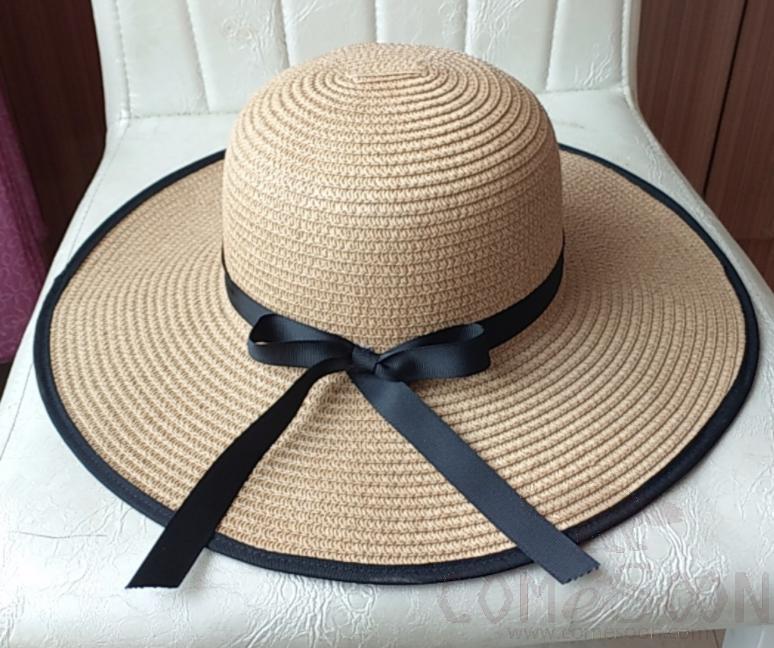 Straw Hat 1-Black,Straw,56~58cm