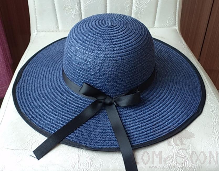 Straw Hat 1-Black,Straw,56~58cm