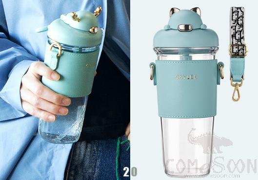 Messenger Tritan Water Bottle Fashion Cat Blue