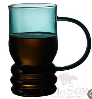 Glass Tea Mug Green 380ML