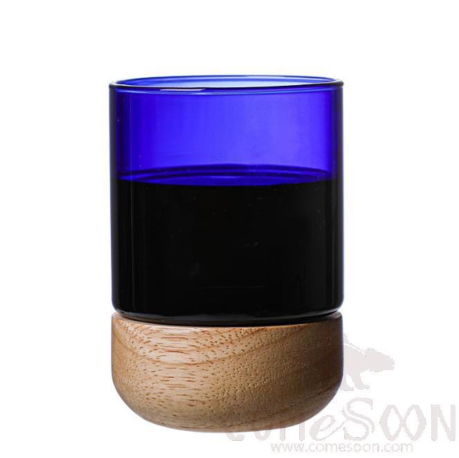 Wood Glass Short Cup Blue 280ml