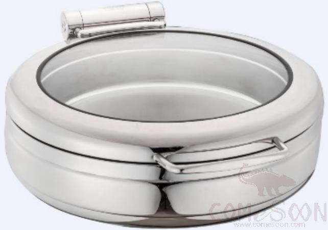 Round Chafing Dish w/ Glass Lid 35cm Food Pan 6 Ltr