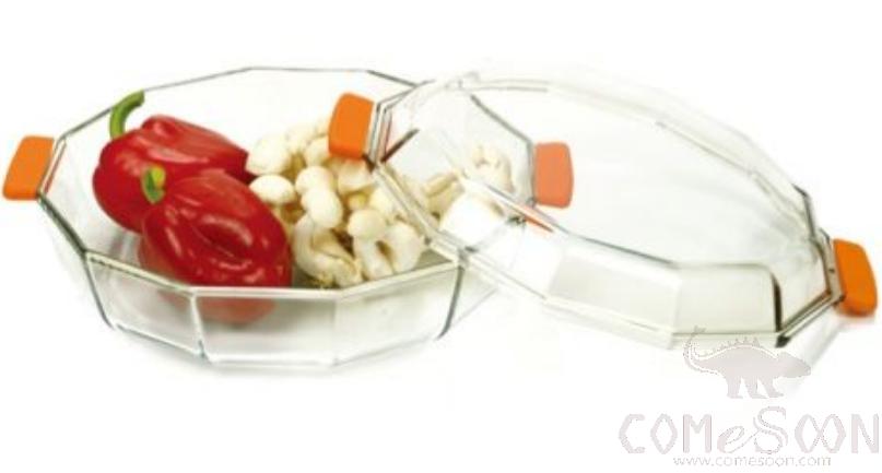 1.0L Prismatic Tempered Glass Cover Bowl