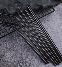 Black Color S/S Straw 6*215mm Straight