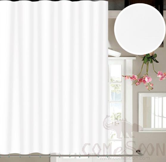 White 90g Polyester Pure Pigment Shower Curtain-120* 180cm