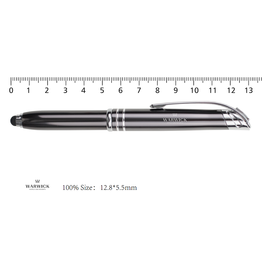 Customized Copper Ballpoint Pen W/ LED light and Logo，Φ12.5*L132mm