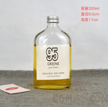 Disposable glass bottle,Flat,350ml,D 9.0*H 17cm