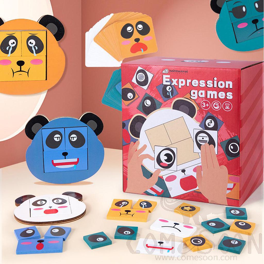 Panda Face Changing Puzzle，Basswood+MDF