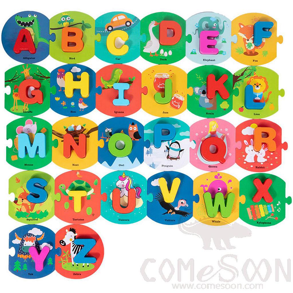 English Word Letter Matching Puzzle，MDF + Paper Card