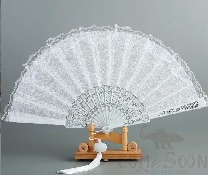 White lace folding fan, D42CM