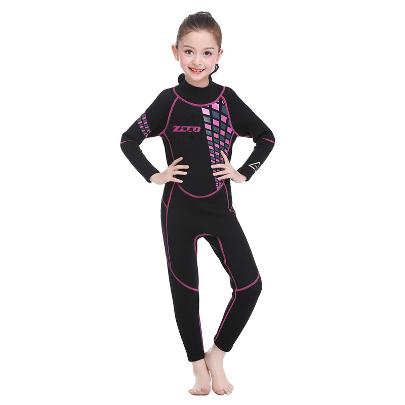 Children'S Wetsuit,Neoprene Rubber,3MM,Rose Red