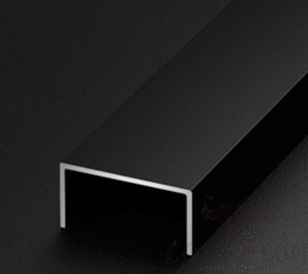 Aluminum U-shaped decorative strip, W20mm*H10mm*L3m, Sand Black